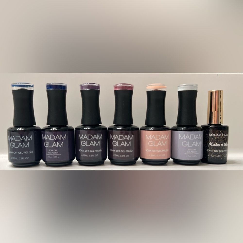 Madam Glam Gel Nail Polish, NEW Bundle of 7 Colors, Cruelty Free